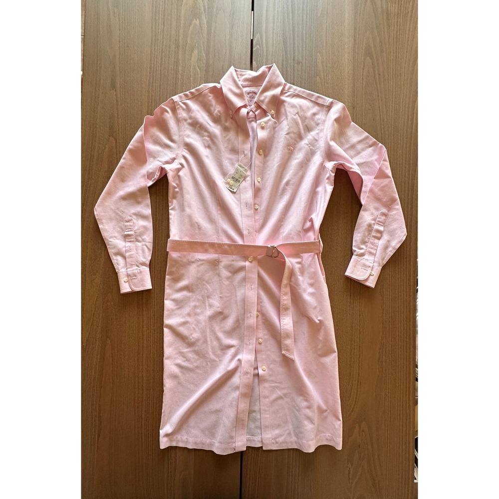 Brooks Brothers Pink Supima Cotton Non-Iron Belted Shirt Dress Size 4 W605C